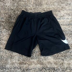 Nike: Men's Black Dri-Fit Shorts with White Nike Logo